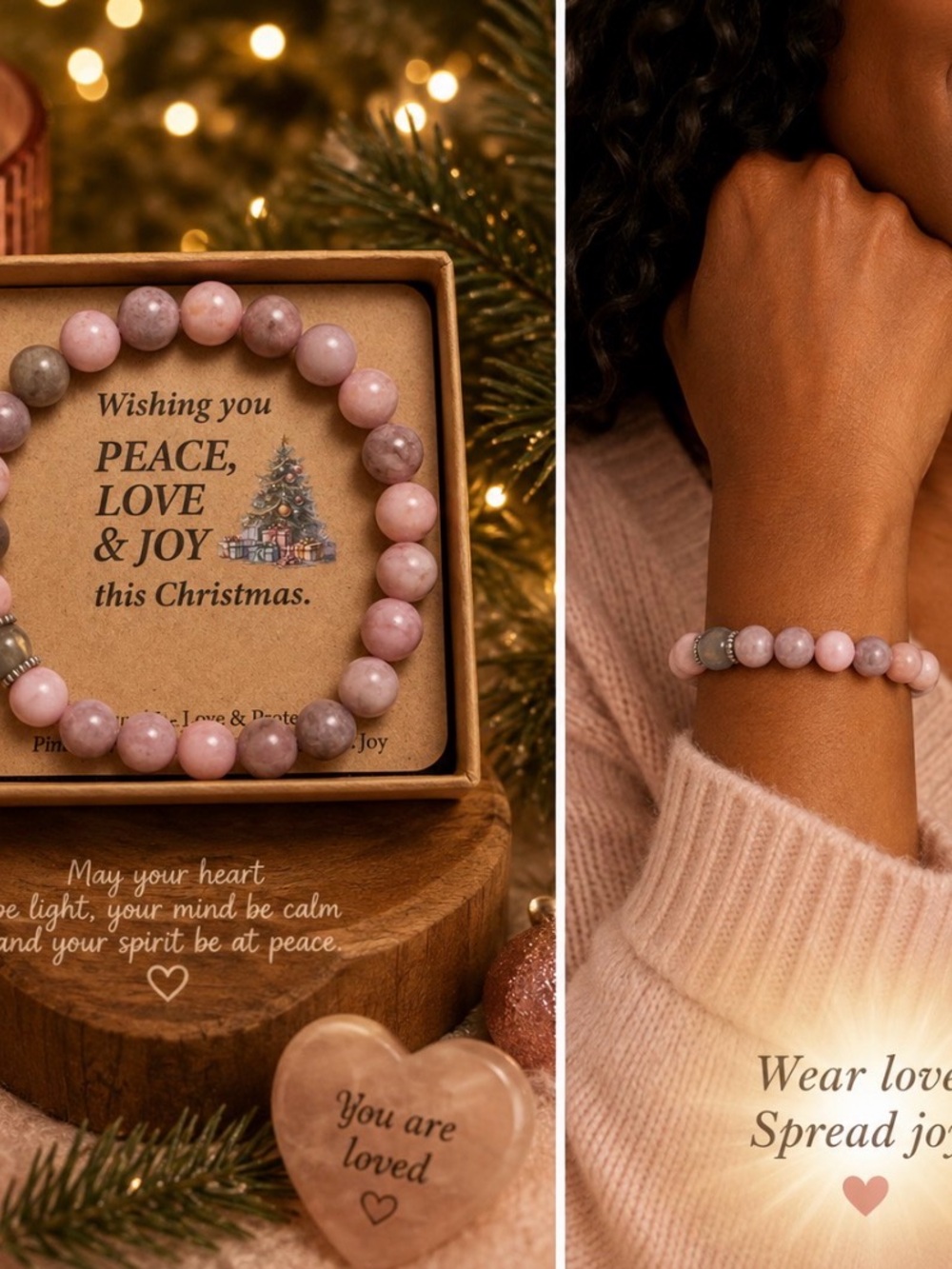 Pink Rhodonite Beaded Bracelet - Women’s Gemstone Bracelet